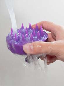 1pc Plain Shampoo Massage Brush, Purple Scalp Massager For Bathroom - Purple - View 4