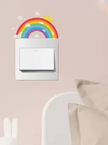 1 pieza Pegatina de pared con diseño de arcoíris que brilla en la oscuridad para interruptor/enchufe, calcomanía de pared de dibujos animados para interruptor, para decoración del hogar, pegatinas, calcomanías de vinilo para decoración del hogar, artículos de decoración de primavera para renovar su hogar, pegatinas de decoración Rama, regalos, decoración de habitación para cumpleaños, graduación, regreso a la escuela, útiles escolares - Multicolor - Ver 6