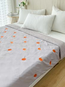 Pumpkin Embroidered Bedspread - Light Grey - View 1