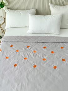 Pumpkin Embroidered Bedspread - Light Grey - View 3
