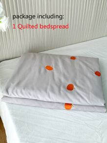 Pumpkin Embroidered Bedspread - Light Grey - View 6