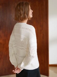 MOTF PREMIUM Áo len nữ màu trơn Giải trí - trắng - Xem 5