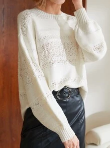 MOTF PREMIUM Áo len nữ màu trơn Giải trí - trắng - Xem 6