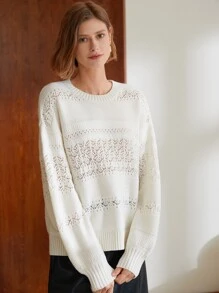 MOTF PREMIUM Áo len nữ màu trơn Giải trí - trắng - Xem 8