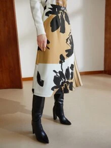 MOTF PREMIUM 潑墨中長半身裙 - 彩色 - 查看 5