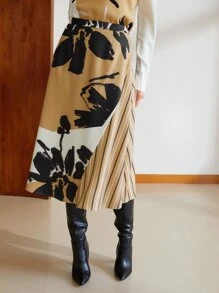 MOTF PREMIUM 潑墨中長半身裙 - 彩色 - 查看 6