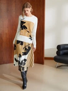 MOTF PREMIUM 潑墨中長半身裙 - 彩色 - 查看 8