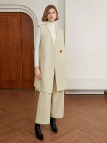 MOTF PREMIUM VISCOSE PRESS CREASE TAILORED TROUSERS - Beige - View 5