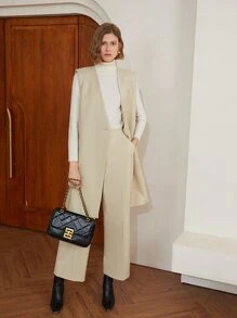 MOTF PREMIUM VISCOSE PRESS CREASE TAILORED TROUSERS - Beige - View 7