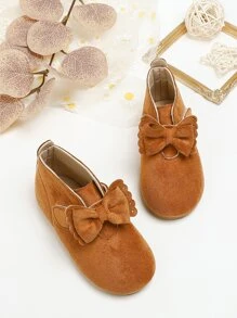女孩仿麂皮蝴蝶結裝飾靴子