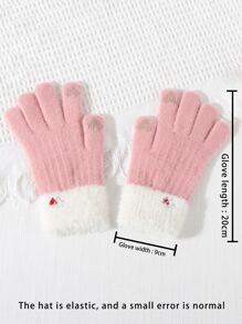 Guantes con bordado de corazón - Rosa - Ver 4