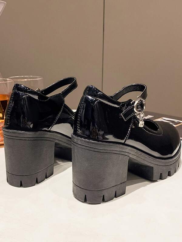 Damen Mary Jane Schuhe Mit Blockabsatz - Plateau Design Gr. 33.5-46