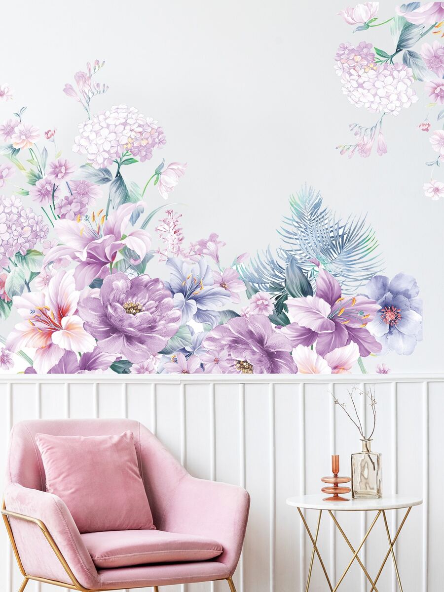 1set Flower Pattern Wall Sticker - Multicolor - View 1