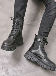 Men Buckle Detail Chelsea Boots - Black - View 3