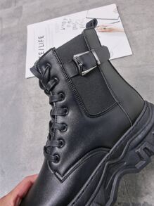 Men Buckle Detail Chelsea Boots - Black - View 5