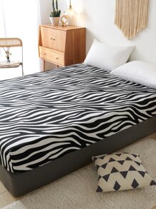 1 bộ ga trải giường kẻ sọc xám đen (không kèm ruột ga), ga trải giường phòng ngủ, làm từ vải microfiber, thoáng khí và thoải mái. - Đen và trắng - Xem 8