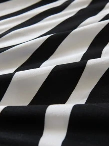 1 bộ ga trải giường kẻ sọc xám đen (không kèm ruột ga), ga trải giường phòng ngủ, làm từ vải microfiber, thoáng khí và thoải mái. - Đen và trắng - Xem 4