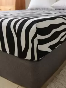 1 bộ ga trải giường kẻ sọc xám đen (không kèm ruột ga), ga trải giường phòng ngủ, làm từ vải microfiber, thoáng khí và thoải mái. - Đen và trắng - Xem 5