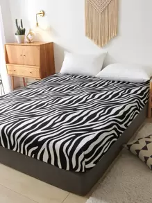 1 bộ ga trải giường kẻ sọc xám đen (không kèm ruột ga), ga trải giường phòng ngủ, làm từ vải microfiber, thoáng khí và thoải mái. - Đen và trắng - Xem 2