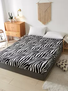 1 bộ ga trải giường kẻ sọc xám đen (không kèm ruột ga), ga trải giường phòng ngủ, làm từ vải microfiber, thoáng khí và thoải mái. - Đen và trắng - Xem 7