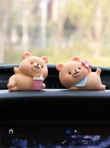 2 piezas Ornamento del coche con diseño de oso de dibujos animados - Multicolor - Ver 1
