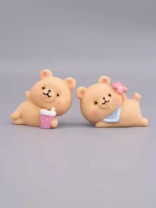 2 piezas Ornamento del coche con diseño de oso de dibujos animados - Multicolor - Ver 2