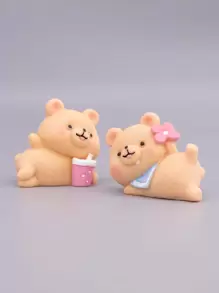 2 piezas Ornamento del coche con diseño de oso de dibujos animados - Multicolor - Ver 3