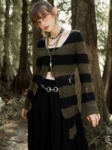 ROMWE Fairycore 撞色仿舊開襟衫 - 彩色 - 查看 2