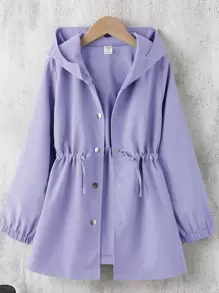 女孩腰部抽繩連帽外套 - 淡紫色 - 查看 1