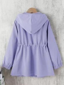 女孩腰部抽繩連帽外套 - 淡紫色 - 查看 2