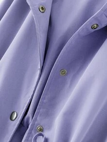 女孩腰部抽繩連帽外套 - 淡紫色 - 查看 3