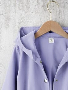 女孩腰部抽繩連帽外套 - 淡紫色 - 查看 4