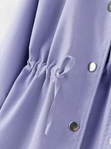 女孩腰部抽繩連帽外套 - 淡紫色 - 查看 6