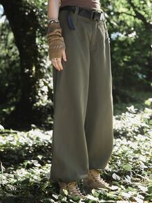 ROMWE Fairycore Mushroom Print Cargo Pants - Army Green - View 4