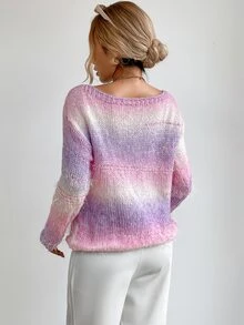 漸層船領套頭毛衣 - 彩色 - 查看 3