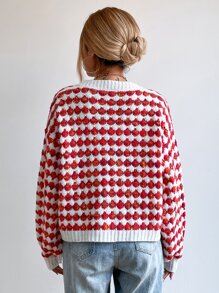 SHEIN EZwear 滿版圖案落肩袖套頭毛衣 - 彩色 - 查看 2