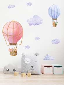 Hot Air Balloon & Cloud Pattern Wall Sticker - Multicolor - View 5