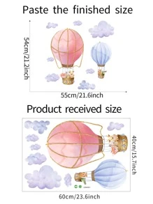 Hot Air Balloon & Cloud Pattern Wall Sticker - Multicolor - View 6