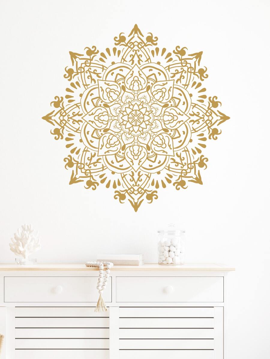 1pc Mandala Pattern Wall Sticker - Gold - View 1