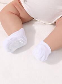 10/5 双装婴儿防滑袜，白色爱心星点图案防滑袜，适合男婴和女婴，幼儿地板袜，爬行袜，四季皆宜 - 白色 - 查看 3