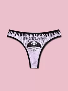 KLARYSSA Letter Cartoon Graphic Contrast Binding Thong - Lilac Purple - View 1