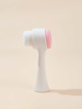 1入立式3D柔軟刷毛雙面清潔刷，矽膠面部刷子，適用於深層清潔、去黑頭和卸妝