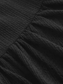 SHEIN MOD Off Shoulder Ruffle Hem Dress Without Belt - Black - View 4