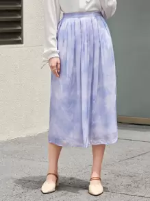 MOTF PREMIUM VISCOSE PRINTED FLOWY SKIRT - Lilac Purple - View 2