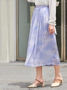 MOTF PREMIUM VISCOSE PRINTED FLOWY SKIRT - Lilac Purple - View 5