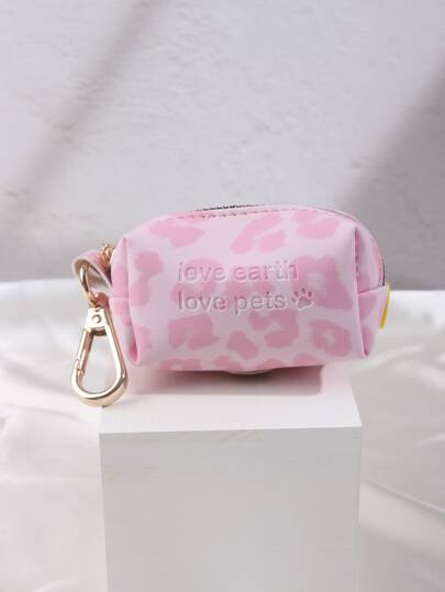 nicovaer 1pc PU Material Pet Poop Bag Holder Without Leash Or Bags, Leopard Print, For Dogs & Cats Outdoor Use