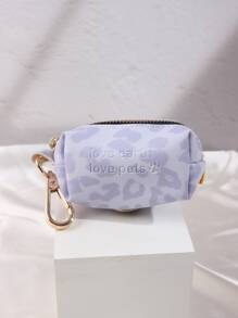 nicovaer 1pc PU Material Pet Waste Bag Dispenser, Light Purple Leopard Print Design, Suitable For Daily Outdoor Activities With Cats And Dogs (Does Not Include Leash And Bags) - Purple - View 3
