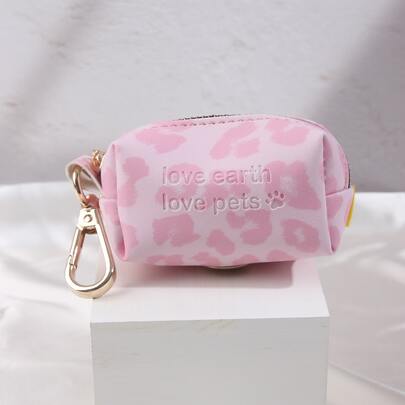 nicovaer 1pc PU Material Pet Poop Bag Holder Without Leash Or Bags, Leopard Print, For Dogs & Cats Outdoor Use