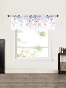 1pc Watercolor Floral Pattern Decorative Sheer Curtain - Multicolor - View 6