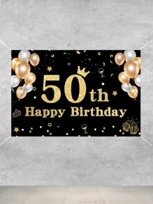 1pc Balloon & Number Pattern Vải Nền Tiệc Sinh Nhật - Nhiều màu - Xem 2